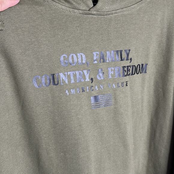 Patriot Crew Green Hoodie God,Family,Country and Freedom American Values Large‎ - Picture 2 of 5
